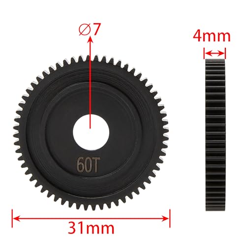 MEUS RACING Steel Spur Gear 60T 0.5M for Losi Mini-T 2.0 1/18 RC Car Upgrade Parts