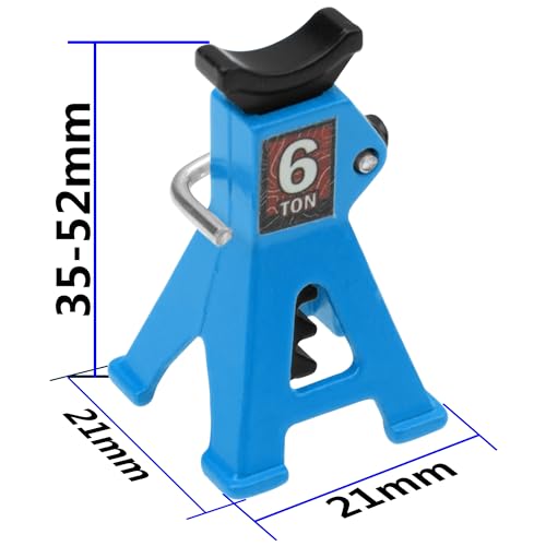4Pcs ShareGoo 1/24 RC Scale Toy Decoration Metal RC Mini Toy Jack Stands Simulation Compatible with 1/18 1/24 RC Crawler SCX24 AX24 TRX4M FCX24 RC Crawler Car (Blue) - color: Blue