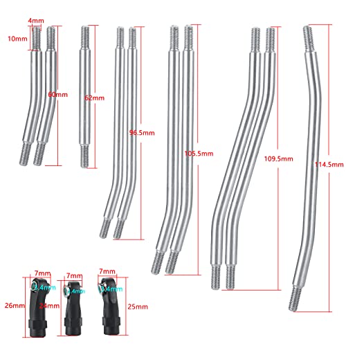 MORLORDY 10PCS 313mm Wheelbase RC Suspension Link Rod Linkage Set for TRX4 1/10 RC Crawler Car Upgrades, Stainless Steel - color: 313mm
