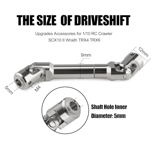 2pcs Aluminium Universal Drive Shaft Upgrades Accessories for 1/10 RC Crawler SCX10 II Wraith TRX4 TRX6 Silver Axial Constant Velocity Drive Upgrades Parts (84-102mm)