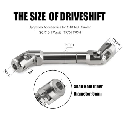 2pcs Aluminium Universal Drive Shaft Upgrades Accessories for 1/10 RC Crawler SCX10 II Wraith TRX4 TRX6 Silver Axial Constant Velocity Drive Upgrades Parts (84-102mm)