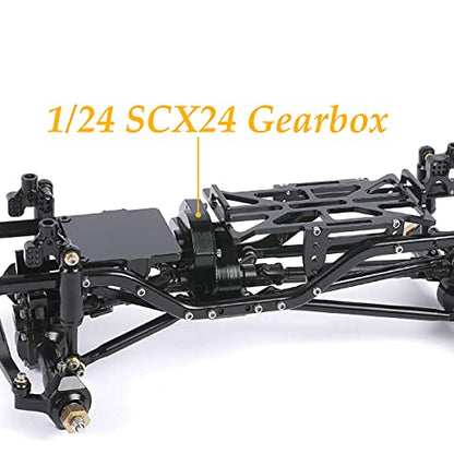 Aluminum Alloy Transmission Case Gearbox Complete for 1/24 Axial SCX24 RC Crawler Upgrades (Black) - color: Black