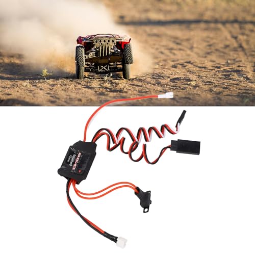 30A RC Brushed ESC Electronic Speed Controller 2 Output Dual Brake ESC with Red White Lights for 1/18 1/24 1/28 RC Cars