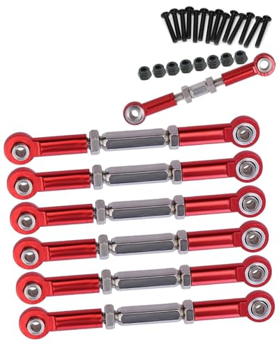 Upgrade Parts Turnbuckles Camber Links for 1/10 Slash/Rustler/Hoss/Stampede 2WD 4WD 4X4 RC Truck, Aluminum Adjustable Turnbuckles,Replace 3644 3745 1935,Red
