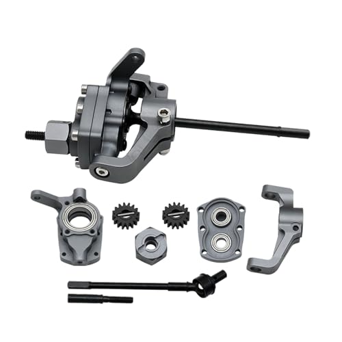 1/10 RC Crawler Aluminum Portal Front and Rear Axle Set for Axial SCX10 II 90046 90047 AR44 – CNC Alloy Axles with Steering Link Upgrade Parts for SCX10 Trucks (Gray Set) - color: Gray Set
