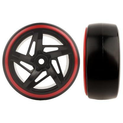 OD62mm 1/10 Hard Plastic RC Drift Car Tires & Wheel Rims 12mm Hex Tyre Compatible with Traxxas 4Tec HSP Tamiya TT01 XV01 HPI Kyosho 1/10 Scale Drift Drifting RC Cars - color: Red