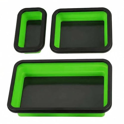 Collapsible Magnetic Parts Tray Set, 3 Sizes, Green - color: Green