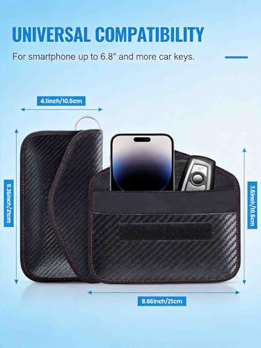 Automotive Faraday Bag for Car Keys, Car Key Cover and Key Fob Protector, Faraday Pouch Blocking RFID Signal, Faraday Bags for Keys Anti-Theft Case (Large Outside (4.13 x 8.26 inches)) - size: Large Outside (4.13 x 8.26 inches)