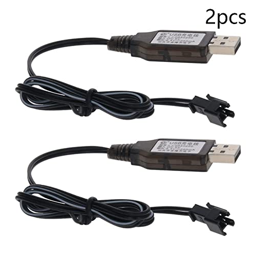 Heyiarbeit 2Pcs SM-2P Nickel Cadmium Nickel Hydrogen USB Charging Cable USB Charger Power Adapter Cable 8.4V for RC Car Ni-MH Ni-CD Battery Black - size: SM-2P 2Pcs