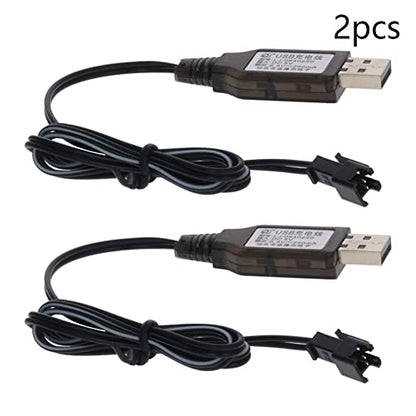 Heyiarbeit 2Pcs SM-2P Nickel Cadmium Nickel Hydrogen USB Charging Cable USB Charger Power Adapter Cable 8.4V for RC Car Ni-MH Ni-CD Battery Black - size: SM-2P 2Pcs