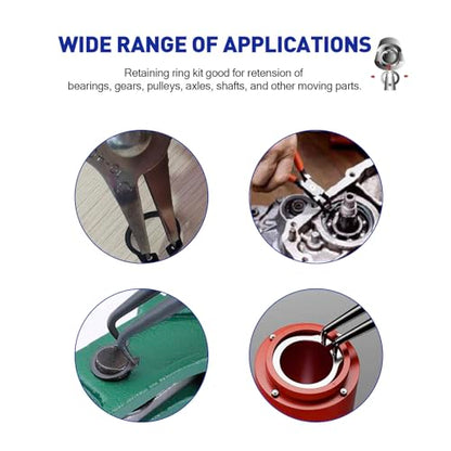 Boatsea 300Pcs C-Clip Circlip External Circlip Snap Retaining Clip Rings Assortment Kit, Alloy Steel Snap Ring Shop Assortment Set, 18 Sizes External Retaining Rings of 1/8"-1-1/4" - size: C-Clip 300PCS