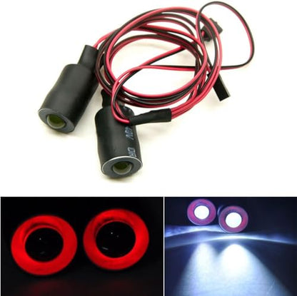 MOHERO 2 LEDs Angel Eyes & Demon Eyes LED Light Headlights for 1/10 RC Model Crawler Cars Headlamps (Red+White, 17mm) - color: Red / White, size: 17mm