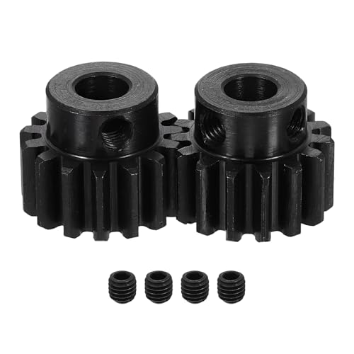 uxcell 2Pcs 1.5 Mod 15T Spur Gear 8mm Bore, 1045 Steel Pinion Gear Black Surface Treatment, 20° Pressure Angle, for Spur Rack and RC Model Car or Motor DIY(17mm) - size: 1.5 Mod 15T, 8mm x 17mm