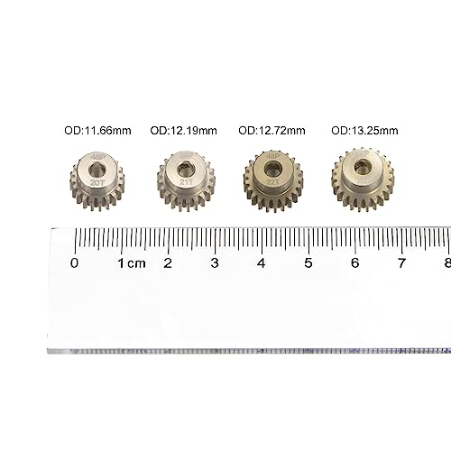HARFINGTON 48P Hardened Pinion Motor Gear Set 4pcs 20T 21T 22T 23T Fit 1/8 inch RC Motor Shaft 48 Pitch 7075 Aluminum Gears for RC Car, with Hex Key - style: 20T 21T 22T 23T
