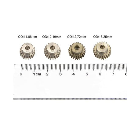 HARFINGTON 48P Hardened Pinion Motor Gear Set 4pcs 20T 21T 22T 23T Fit 1/8 inch RC Motor Shaft 48 Pitch 7075 Aluminum Gears for RC Car, with Hex Key - style: 20T 21T 22T 23T