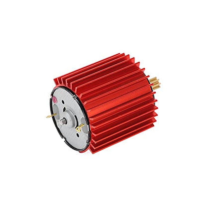 2 Speed 370 Brushed Motor, RC Brush Motor Metal Gear, Heat Dissipation High Speed High Efficiency RC Brush Motor Metal Gear with Heat Sink for WPL RC Car (Red)