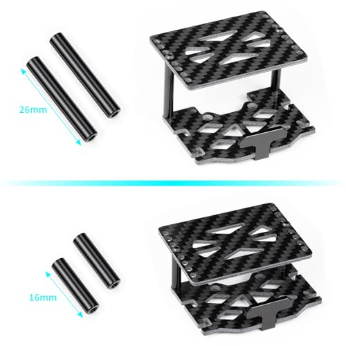 CNC Aluminum RC Car TRX4M Battery Tray ESC Receiver Mount Double Decker Carbon Fiber Battery Plate for 1/18 RC Crawler Car TRX4M Upgrade Parts