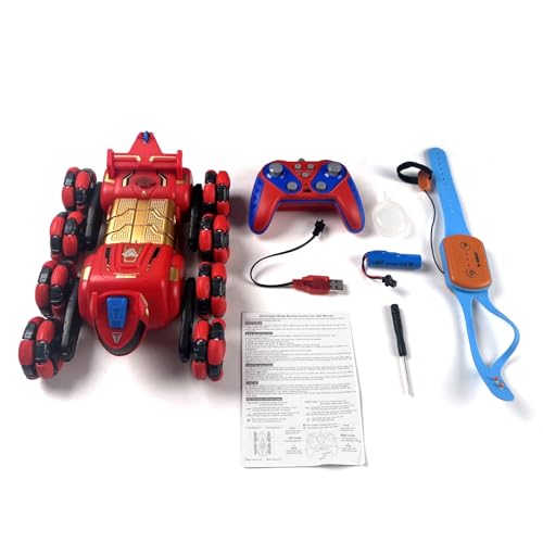 GoolRC 8WD Gesture Sensing RC Stunt Cars, Remote Control Robot Dog Toy for Teens, 2.4GHz Remote Control Car with Spray, Light and Music, Christmas Birthday Gift (Red) - color: Red