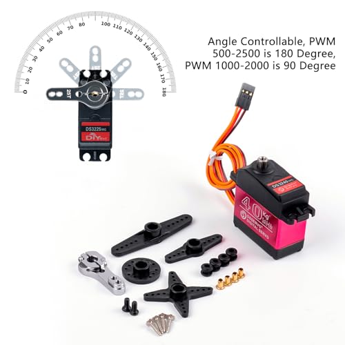 2 Pack DS3240 40KG Waterproof Full Metal Gear 180 Degree Digital Servo 6V with 25T Servo Arm for 1/8 1/10 RC Car Crawler Truck Mechanical Arm