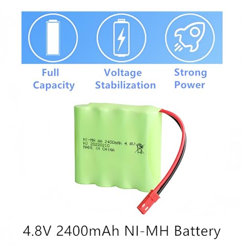 4.8v Battery Pack 2400mAh nimh Batteries Rechargeable RC Battery with Charge Cable for Trucks Remote Control Car