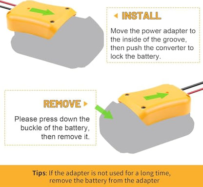 Kzreect 2 Pack for Power Wheel Adapter Compatible with Dewalt 20V Battery | 12AWG, Wire Terminals, 30A Fuse Holder, Switch, Battery Converter Kit for DIY RC Car Toys LED Motor - size: 2 Pack