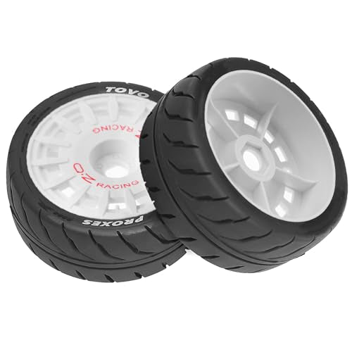1/10 RC On Road Tires OD 2.68" And Plastic Rally Wheels Rims 12mm Hex for 1:10 Scale Drift Racing Street Touring Car Tamiya TT01 TT02 Traxxas XV02 XV01 TA06 HPI KYOSHO PTG2 A959 4PCS (White) - color: White