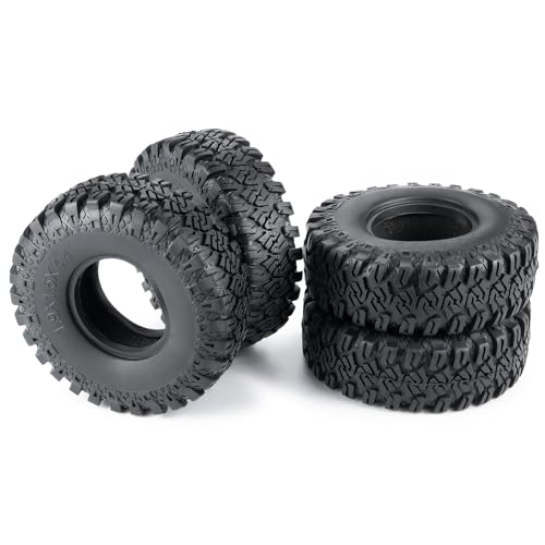 4PCS 1.9" Rubber Tire Wheel Tires 114mm | For 1/10 Axial SCX10 90046 TRX4 D90, RC Crawler Car, Upgrade Parts