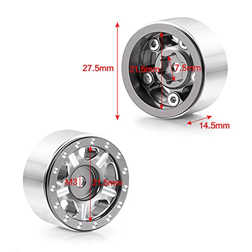 RC-Hub 4Pcs Aluminum Alloy 1.0" Micro Beadlock Wheels for All 1/24 Axial SCX24 90081 RC Crawler Car (Titanium) - color: Titanium
