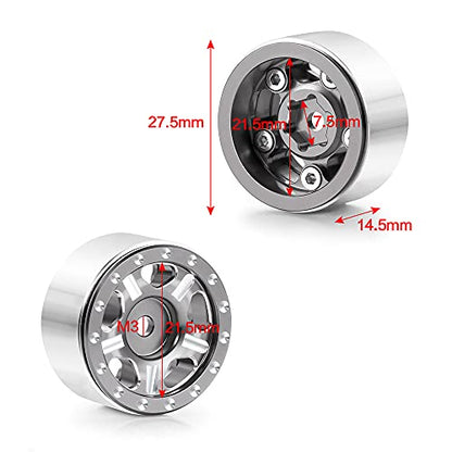 RC-Hub 4Pcs Aluminum Alloy 1.0" Micro Beadlock Wheels for All 1/24 Axial SCX24 90081 RC Crawler Car (Titanium) - color: Titanium