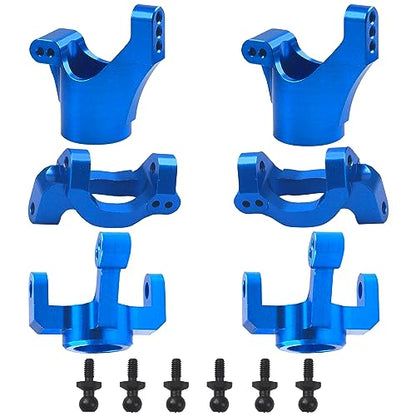 Aluminum Steering Blocks Caster Blocks C-Hubs Stub Axle Carriers Knuckles Set C-Cup Upgrades Parts Compatible with 1/18 LaTrax Teton Desert Prerunner Rally RC Car,Replace #7532 7552X (Blue) - color: Blue