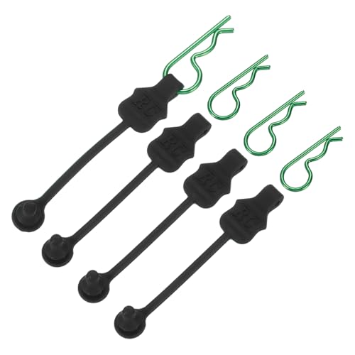MECCANIXITY 4 Pcs RC Body Clip Retainers, 1.2mm Rod RC Clips Shell Fixed Buckle Lock Springy R Pins Shell Replacement Parts for All 1/8 1/10 Scale Model Car Crawler Truck(Green) - color: Green Tab Green Clip