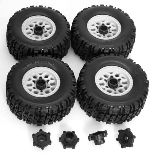 Compatible with ARRMA for Mojave for UDR for Yikong RC Car Parts Accessories 4pcs 12mm and 14mm Hex Short Course Truck Wheel Tire RC Assortment(Silver) - color: Silver
