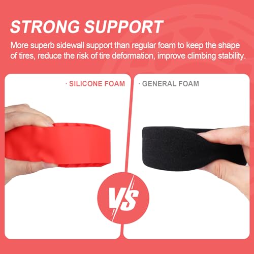 HobbyPark 2.2" Silicone Tire Inserts Soft, Fits 132-134mm 5.25" OD Crawler Tires, Replaces Foam Inserts, 4‑Pack, Waterproof, Good Traction & Sidewall Support for 1/10 RC Crawlers, 125×45mm (Red) - color: Red