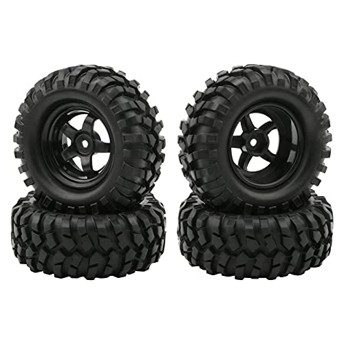 1/10 Buggy Tires 4PCS 12mm Hex 96mm Off-Road RC Wheel | 1/10 Buggy Tire & 5-Spoke Rim Set, 2-piece for Custom Tread/Width, Easy Clean, Replaceable, Durable Off-Road for HSP