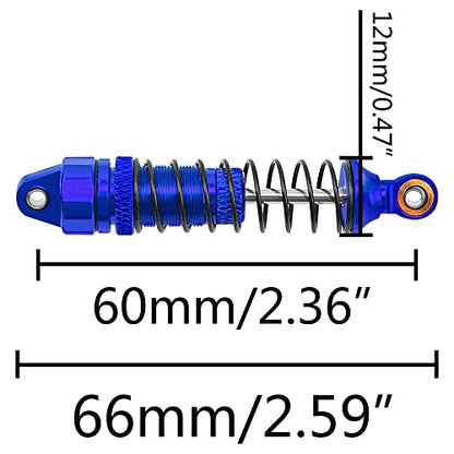 Aluminum Front & Rear Shocks Absorber Dampers Suspension Shocks #7660 7665 Compatible with Traxxas 1/18 LaTrax Teton Desert Prerunner RC Car (Blue) - color: Blue