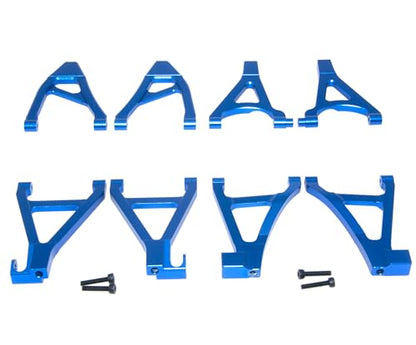 Upgrade Compatible with Traxxas 1/16 E-REVO Mini Slash Rc Car Body Post Mount & Skid Plate & Axle Carriers Knuckle Arm & Suspension Rocker Arms & Steering Full Set Aluminum Alloy Parts(Dark Blue) - color: Dark Blue