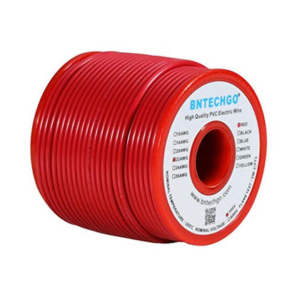 BNTECHGO 22 Gauge PVC 1007 Solid Electric Wire Red 100 ft 22 AWG 1007 Hook Up Tinned Copper Wire - color: Red, size: 22 Gauge 100ft