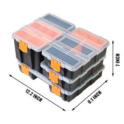 Torin AG421B Hardware & Parts Organizers: 4 Piece Versatile And Durable Storage Toolbox for Bolts, Screws, Nails, Nuts and Small Hardware, Black/Orange - size: 12IN