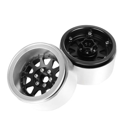 Aluminum 2.2" Beadlock Wheel Offset -10mm Metal Rims for SCX10 RR10 TRX4 VS4-10 Gen8 1/10 RC Crawler Car Upgrade Parts (10-Spoke, Black) - color: 10-Spoke, Black