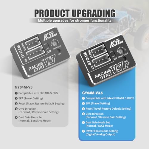 AGFRC 4g AVCS Gyro for RC Mini-Z Drift Car (GY04M V3.5 Black) | CNC Case, 3.7-8.4V, 20mA, AVCS & Normal Dual Modes, 32-bit PID Control, for Mini-Z, Competition Grade RC Drifting - color: Black