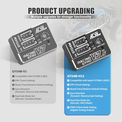 AGFRC 4g AVCS Gyro for RC Mini-Z Drift Car (GY04M V3.5 Black) | CNC Case, 3.7-8.4V, 20mA, AVCS & Normal Dual Modes, 32-bit PID Control, for Mini-Z, Competition Grade RC Drifting - color: Black