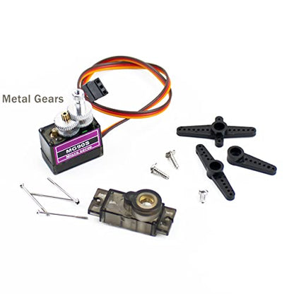 Hosyond 5 Pack MG90S Servo 9G Servo Metal Gear Micro Servo for Arduino Project RC Helicopter Planes Boat Robot Car - size: MG90S x 5