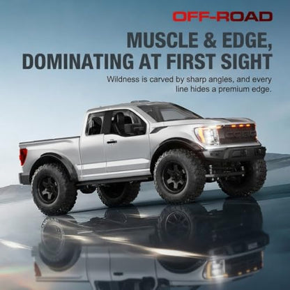 1/12 F150 RC Car 4WD Off Road Pickup, Full Proportional 2.4GHz RTR Truck with Independent Suspension, LED Lights, Long Range Remote Control(Camouflage Green/3 Battery)