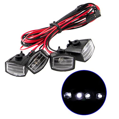 RC Car 4 LED Headlights with Light Cover Lampshade Compatible with Traxxas TRX-4 Axial SCX10 D90 CC01 HSP HPI 1/10 RC Crawler Car (Square Light Cover) - size: Square Light Cover