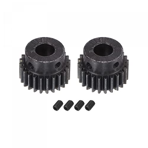 uxcell 1Mod 24T Pinion Gear 8mm Bore Hardened Steel Motor Rack Spur Gear with Step for RC Car Truck Buggy Gear Drive, 2 Set