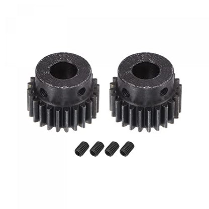 uxcell 1Mod 24T Pinion Gear 8mm Bore Hardened Steel Motor Rack Spur Gear with Step for RC Car Truck Buggy Gear Drive, 2 Set