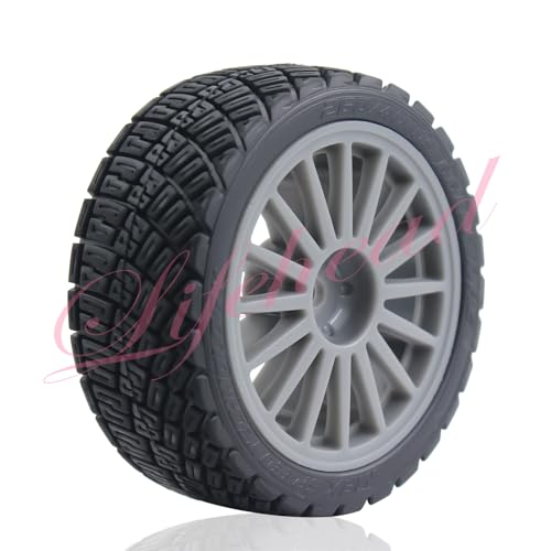 Lifehead 67mm RC On-Road Rally Car Tires and Wheels for 1/10 RC On-Road Touring Drift Car HSP Tamiya XV01 TT01 TT02B HPI Kyosho FAZER MK2 /12mm Hex - color: Grey B