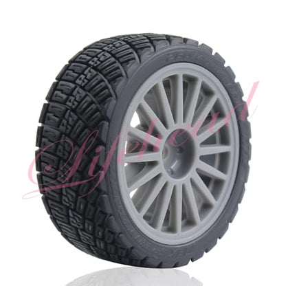 Lifehead 67mm RC On-Road Rally Car Tires and Wheels for 1/10 RC On-Road Touring Drift Car HSP Tamiya XV01 TT01 TT02B HPI Kyosho FAZER MK2 /12mm Hex - color: Grey B