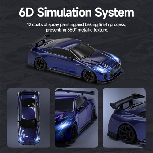 1/64 Scale Drift RC Car - 2.4GHz Half-Scale Remote Control 4WD High-Speed Mini Remote Control Car with Racing Lights (Blue) - color: Blue