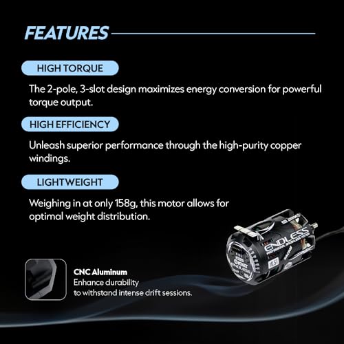 KWTRC Endless 540 Brushless Motor, High-Torque & High-Efficiency RC Motor, Heat-Resistant, Lightweight Design, Compatible with 1/10 RC Drift Cars, Race Cars (10.5T) - style: 10.5T